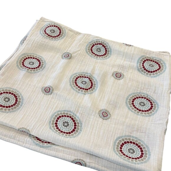 Aden Anais Swaddle Muslin 100% Cotton Blanket Unisex Medallion Blue Red White - Picture 3 of 4